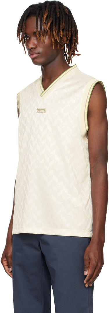 Vesta MAISON KITSUNÉ Maison Kitsuné Jacquard Flash Fox Vest Béžová | OM00119KJ7021, 3