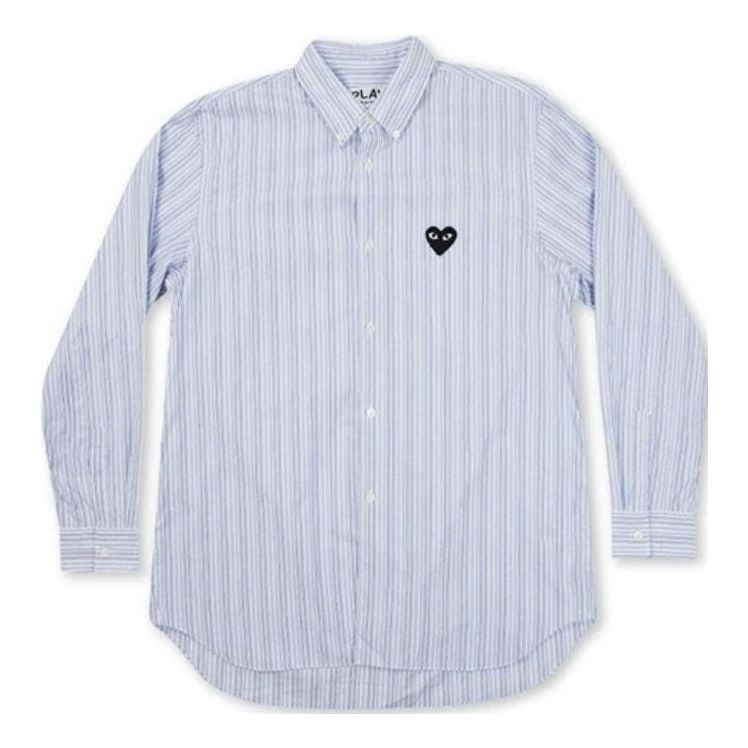 Košeľa Comme des Garçons COMME des GARCONS PLAY Striped Shirt with Black Heart Modrá | AZ-B009-051-1, 0