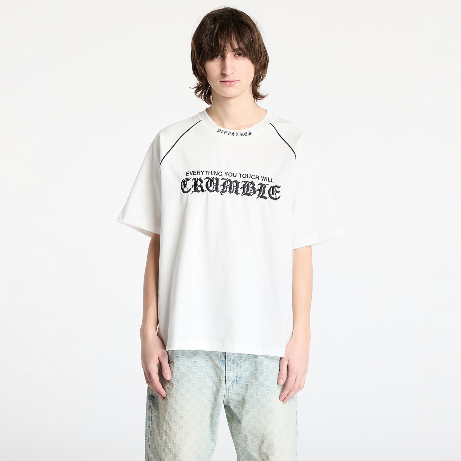 Tričko Pleasures PLEASURES Crumble Heavyweight Raglan T-Shirt Biela | P25SP026 WHITE, 0