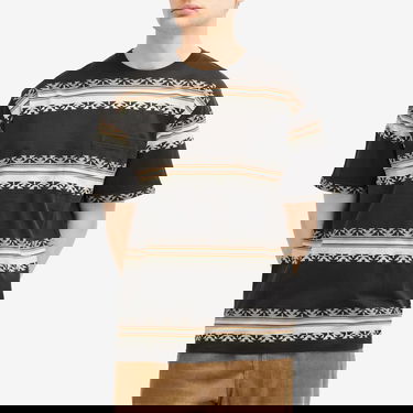 Tričko BEAMS Jacquard Stripe Pocket Tee Čierna | 3804-0069-156-17, 2