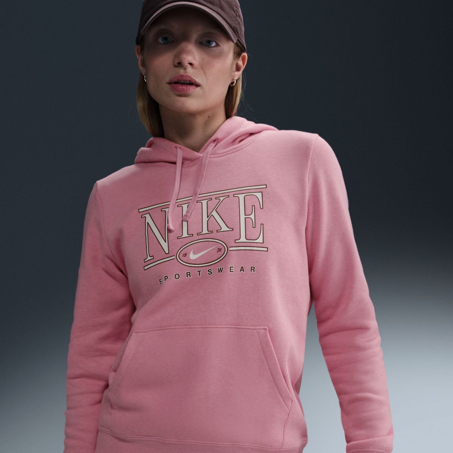 Mikina Nike Club Fleece Standard Hoodie Ružová | IB1992-699, 0