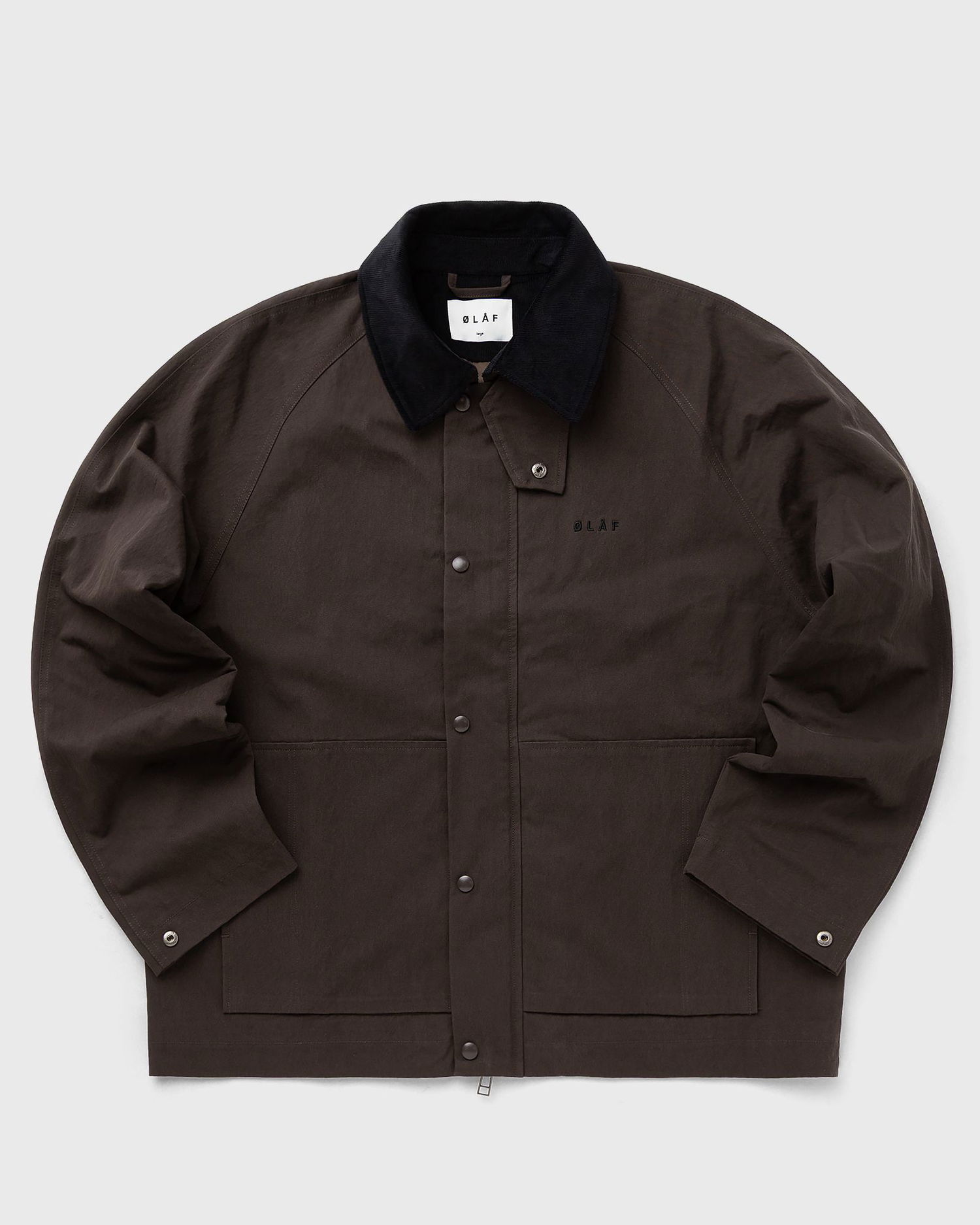 Bunda ØLÅF Raglan Sleeve Workwear Jacket with Corduroy Collar Hnedá | M220503-HOT-FUDGE, 1