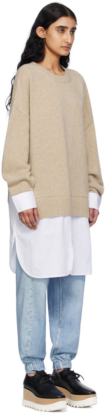Sveter Stella McCartney Stella McCartney Women's Shirting Detail Knit Sweater Béžová | 6K08363S2515, 1
