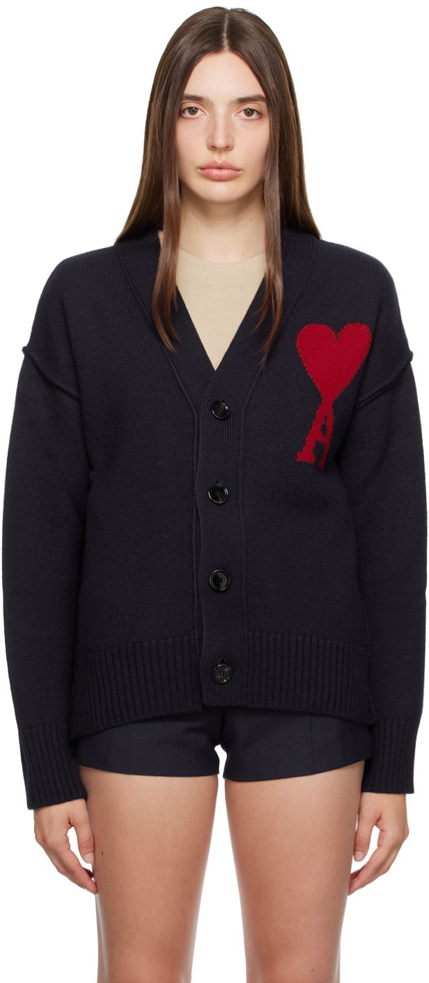 Sveter AMI Cardigan Navy | UKC006.018, 0