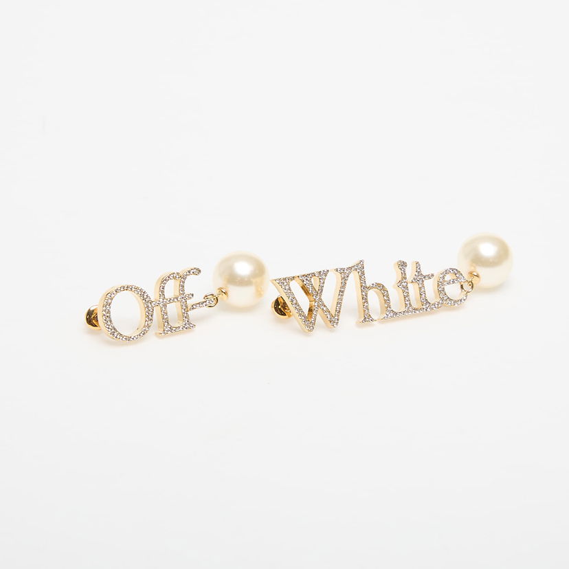 Náušnice Off-White Off-White Logo Earrings with Pearls and Rhinestones Metalická | OWOD298C99MET0017601