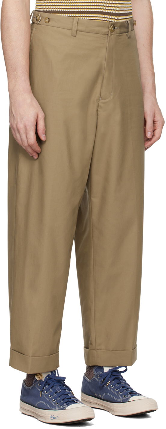 Nohavice BEAMS Beams Plus Ivy Wide Leg Trousers Béžová | 3823-0128-803, 1
