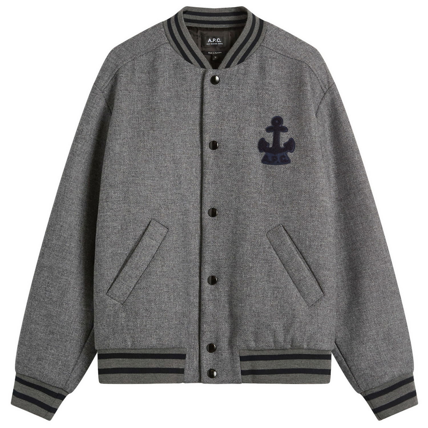 Bomber bunda A.P.C. A.P.C. Micka Varsity Jacket Šedá | WVBEB-M32010-PLA, 1