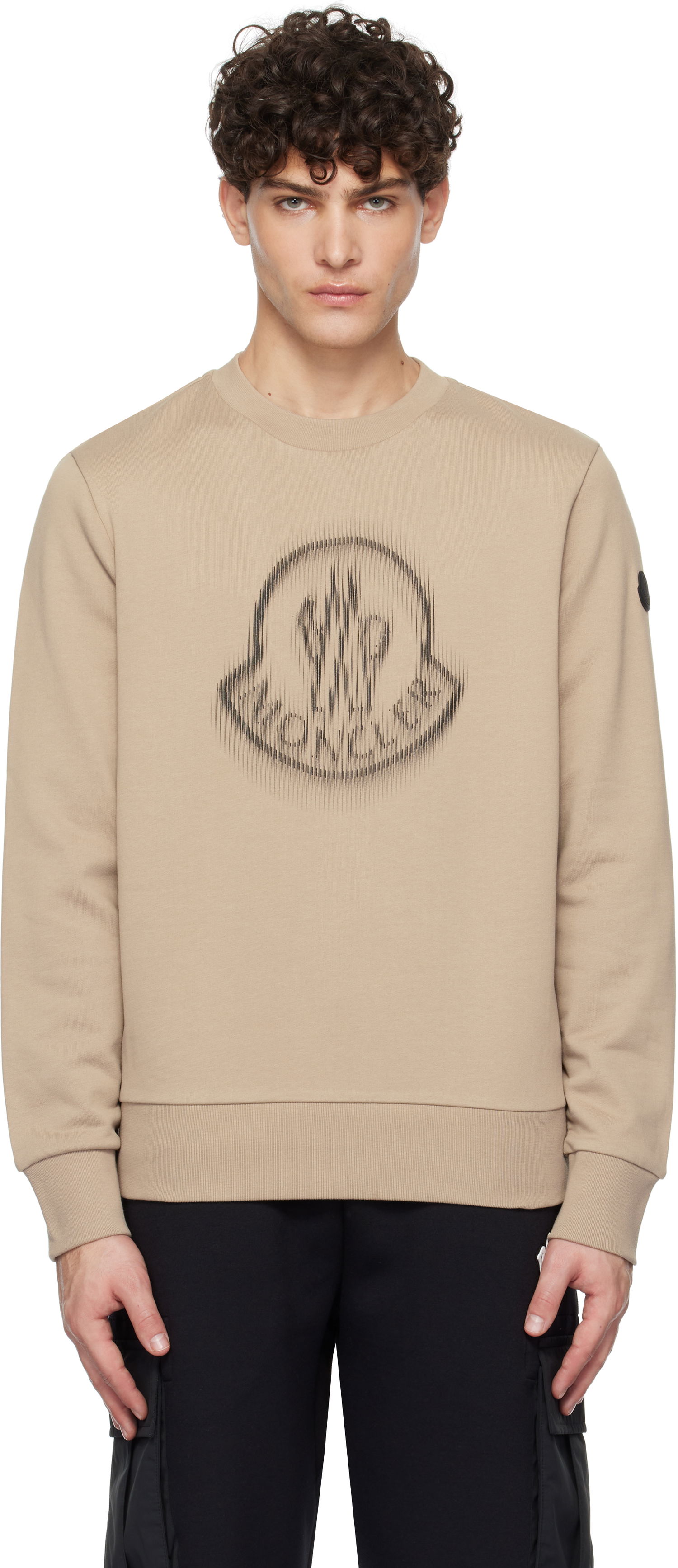Mikina Moncler Terry Sweatshirt With Logo Print Béžová | K10918G00007809KR, 0