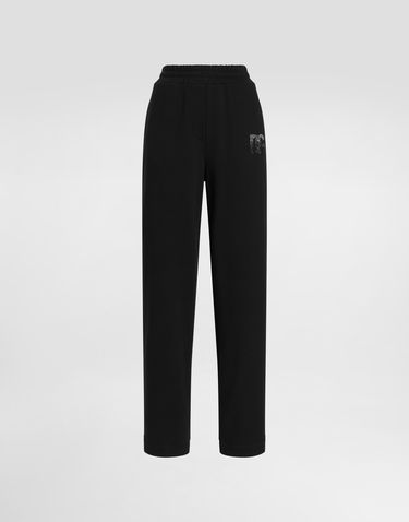 Tepláky Dolce & Gabbana Dolce & Gabbana Jersey Jogging Pants with Rhinestone DG Logo Čierna | FTC91ZGDCXWN0000, 0