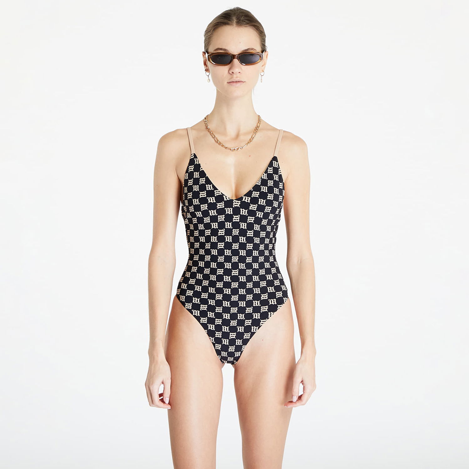 Plavky MISBHV Monogram Signature One Piece Swimsuit Čierna | 121EX10, 0