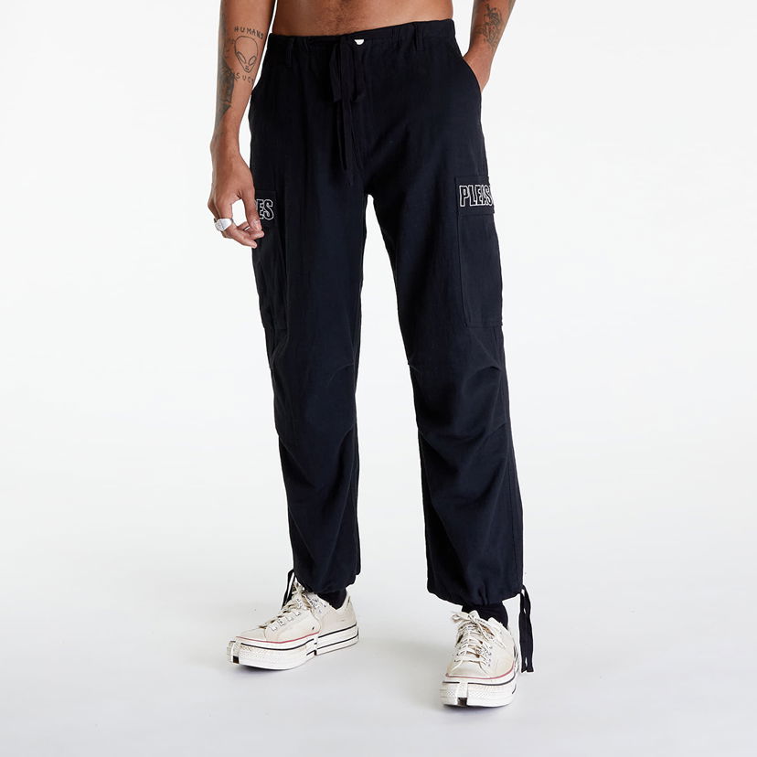 Cargo nohavice Pleasures Visitor Wide Cargo Pants Čierna | P24SP018 BLACK