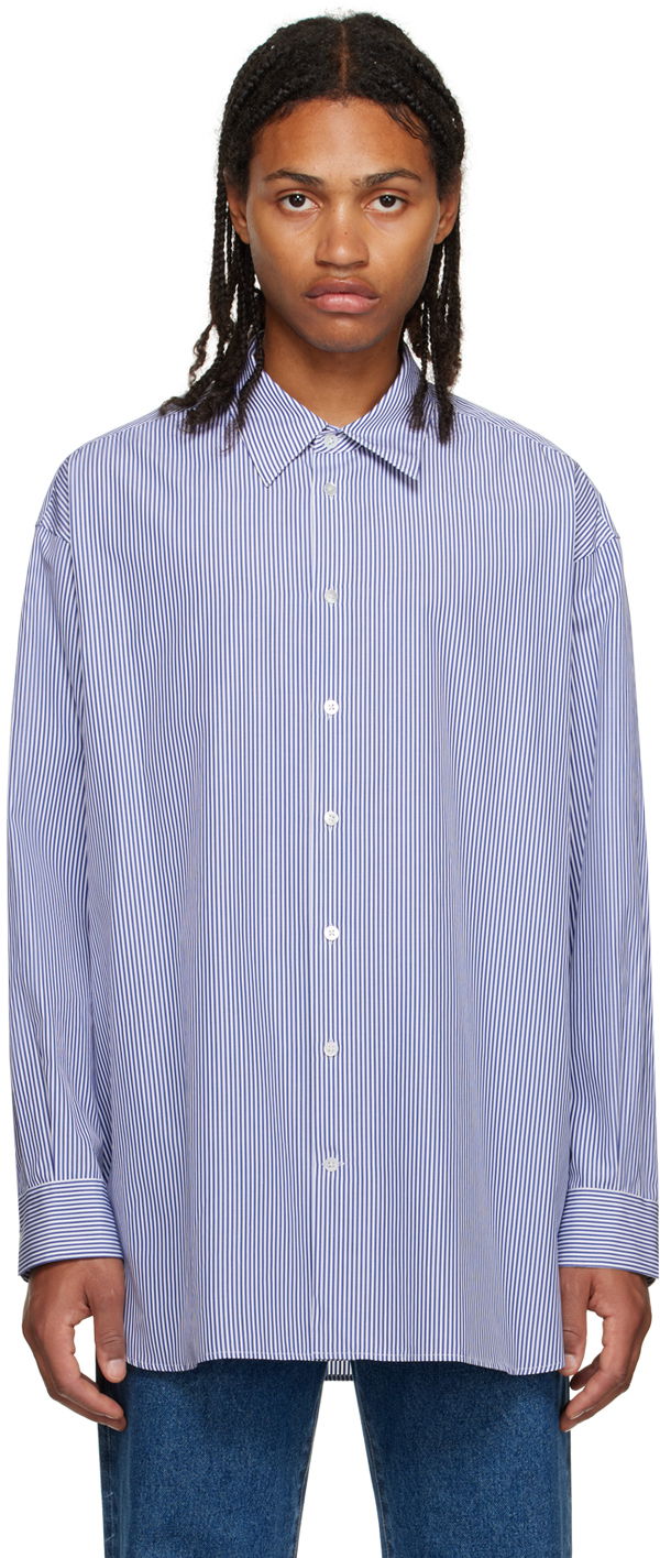 Košeľa The Row Striped Cotton Oversized Shirt Modrá | 284-W2802, 0