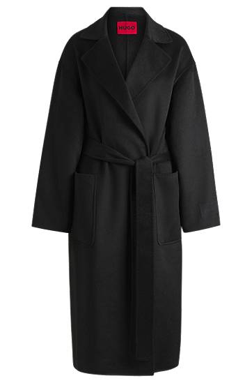 Kabáty BOSS Oversized Tie-up Coat Čierna | 50533788, 0
