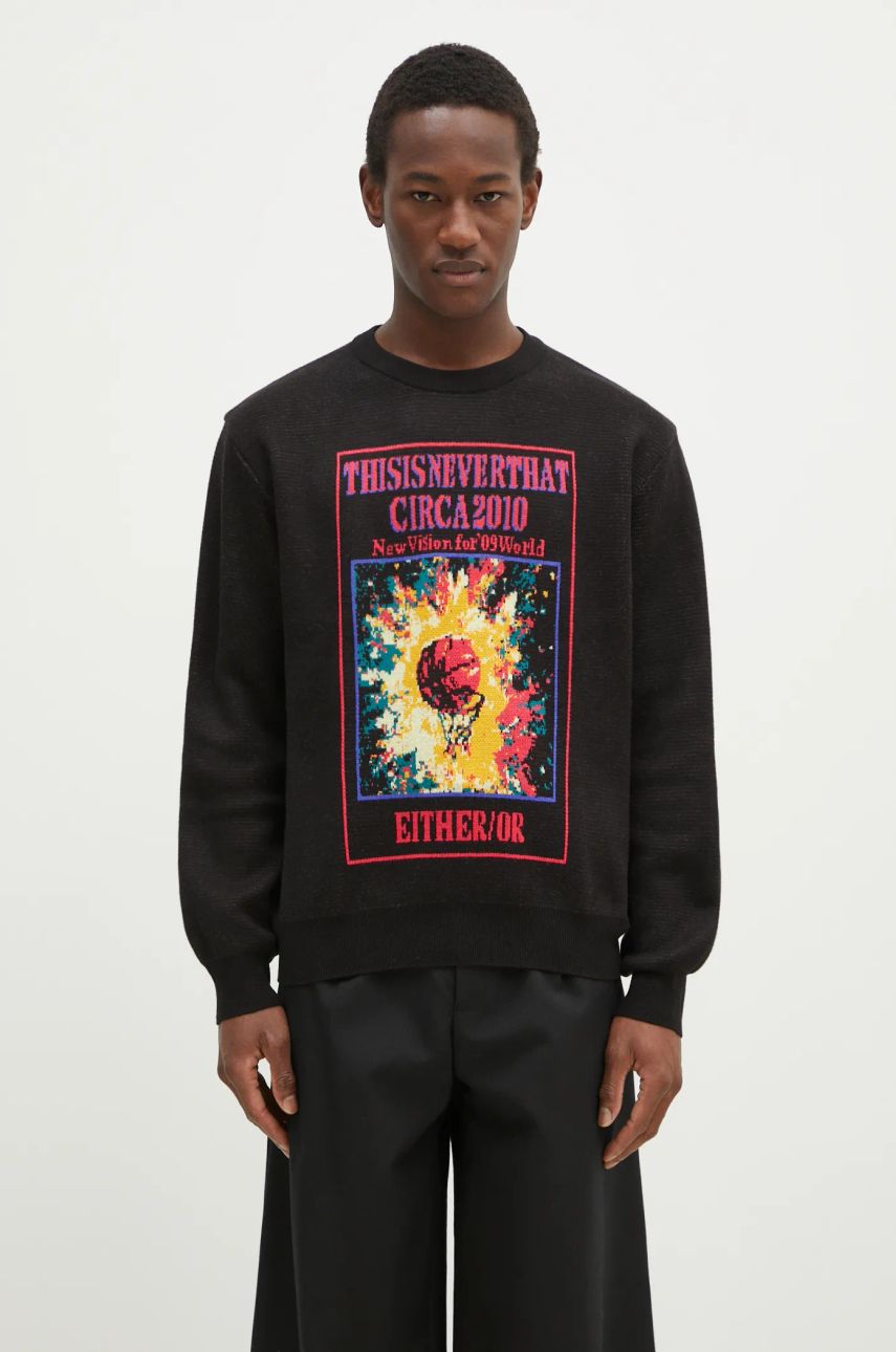 Sveter thisisneverthat thisisneverthat Basketball Hoop Knit Sweater Čierna | TN243KKNPK04, 0