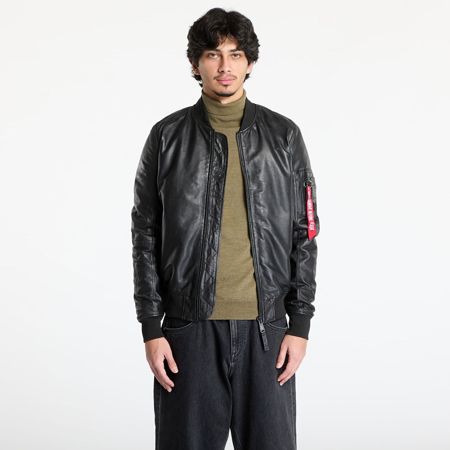 Bomber bunda Alpha Industries Alpha Industries MA-1 Leather Jacket Čierna | 156141-03, 0