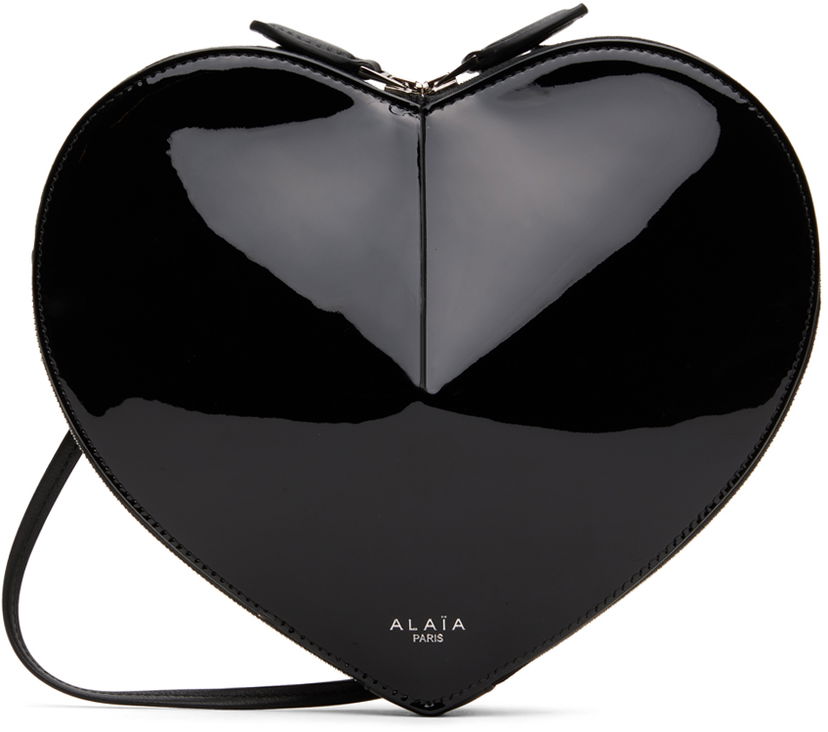 Taška cez rameno Alaïa Heart Shaped Patent Leather Crossbody Bag Čierna | AA1P003CA189