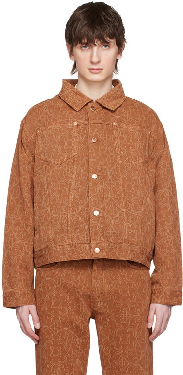 Bunda Drôle de Monsieur Drôle De Monsieur Faïence Print Denim Jacket Hnedá | B-JT137-CO052-CG, 0