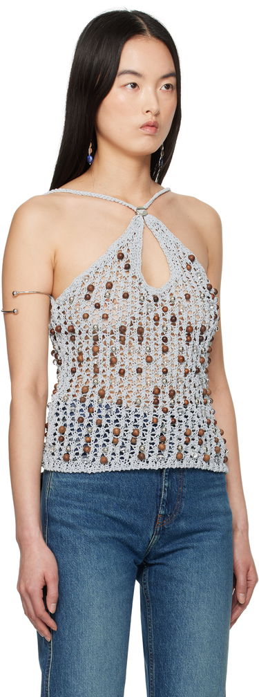 Tielko Coperni Coperni Beaded Knitted Tank Top Šedá | COPML132Y3013, 1