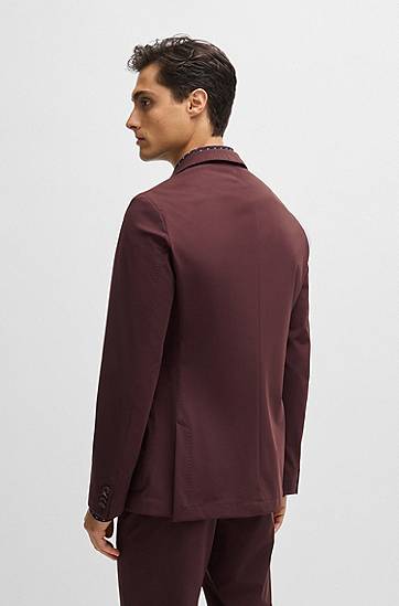 Bunda BOSS BOSS Slim-Fit Performance-Stretch Jersey Jacket Vínová | 50521579, 1