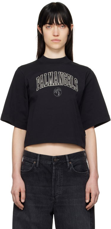 Crop Top Palm Angels Palm Angels College Cropped T-Shirt Čierna | PWAA020S25JER004100B, 0
