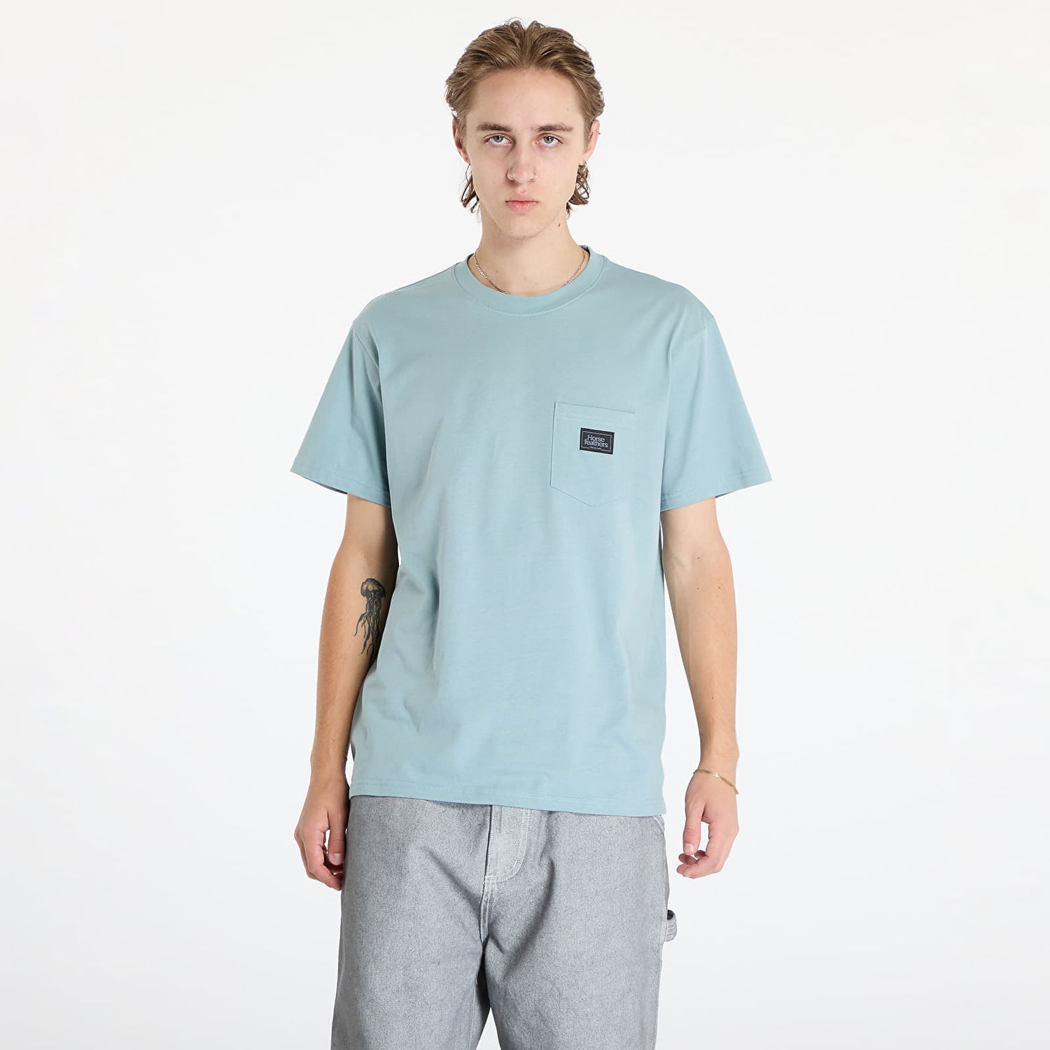 Tričko Horsefeathers Alpha T-Shirt Blue Haze M Tyrkysová | SM1257K, 0