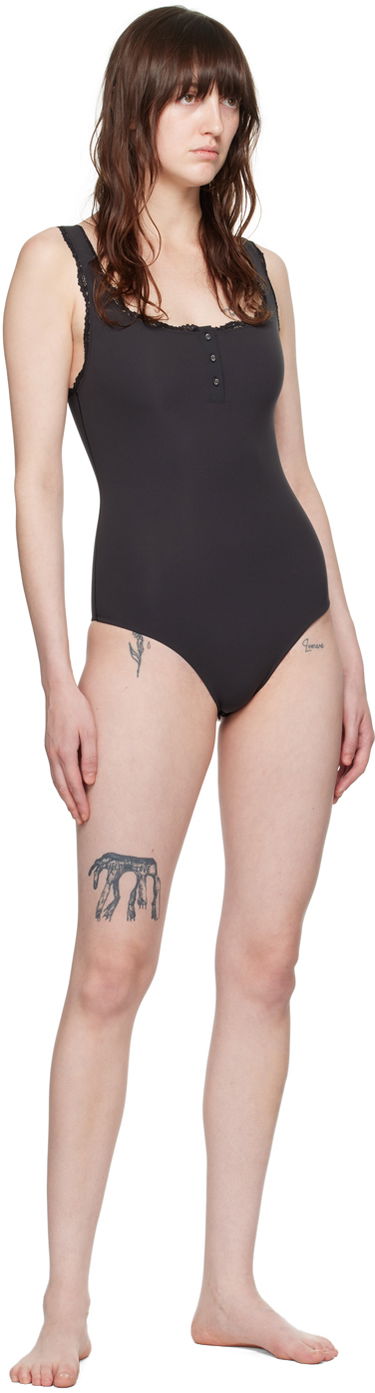 Body SKIMS SKIMS Fits Everybody Lace Henley Bodysuit Čierna | BD-BRF-5381W, 3