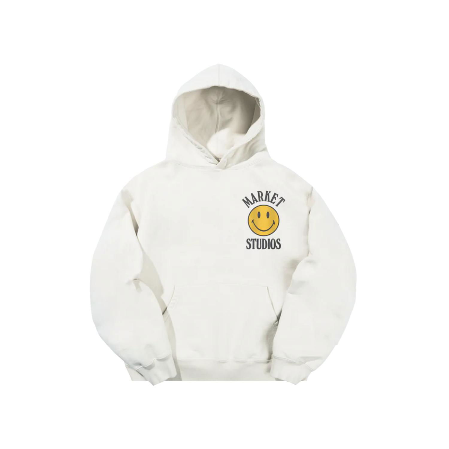 Mikina MARKET Market Smiley Upside Down Lock-up Hoodie Unbleached Cotton Biela | HD0386-COTTON, 1