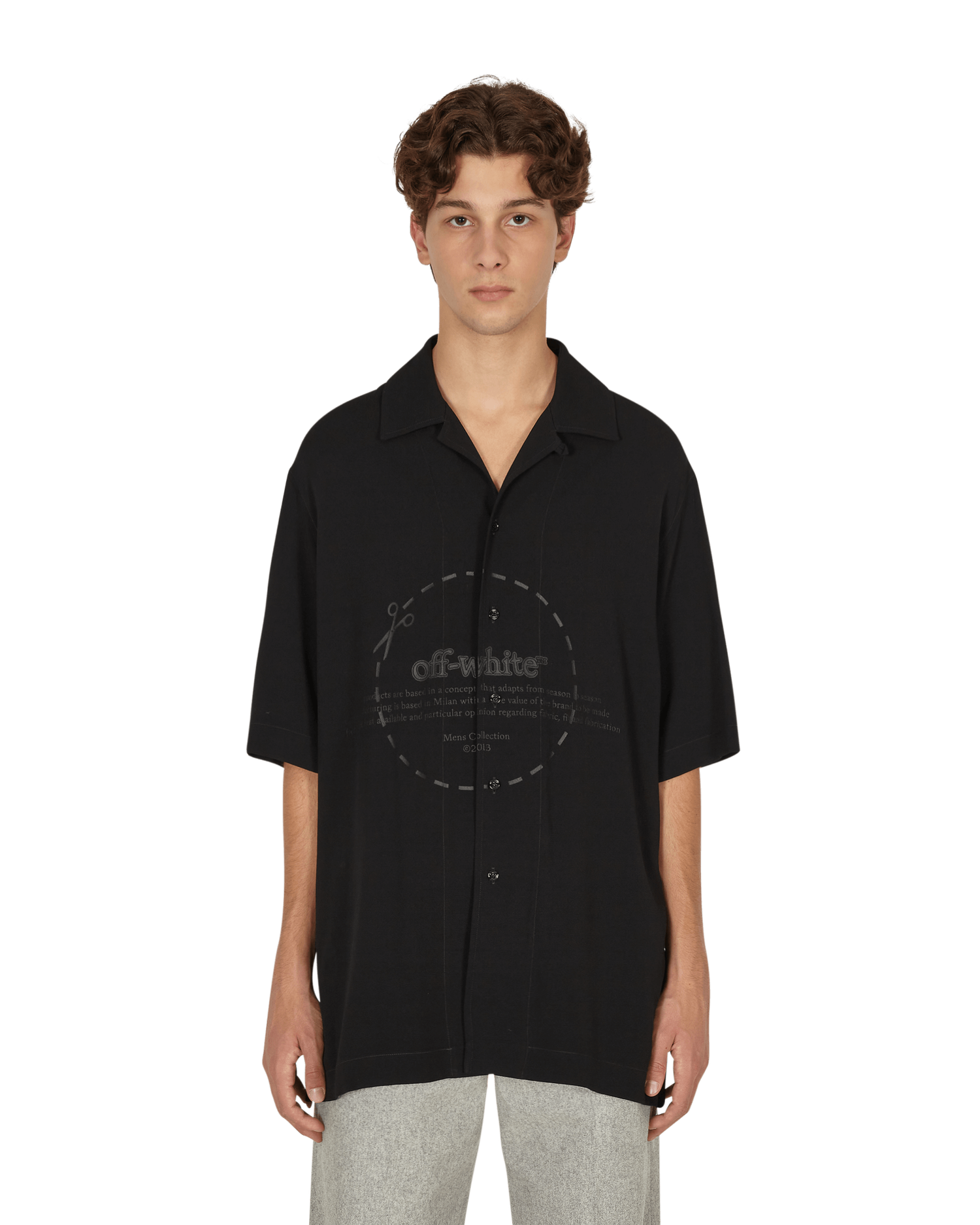 Košeľa Off-White Cut Here Logo Holiday Shirt Black Čierna | OMGA196F21FAB002 1010, 1