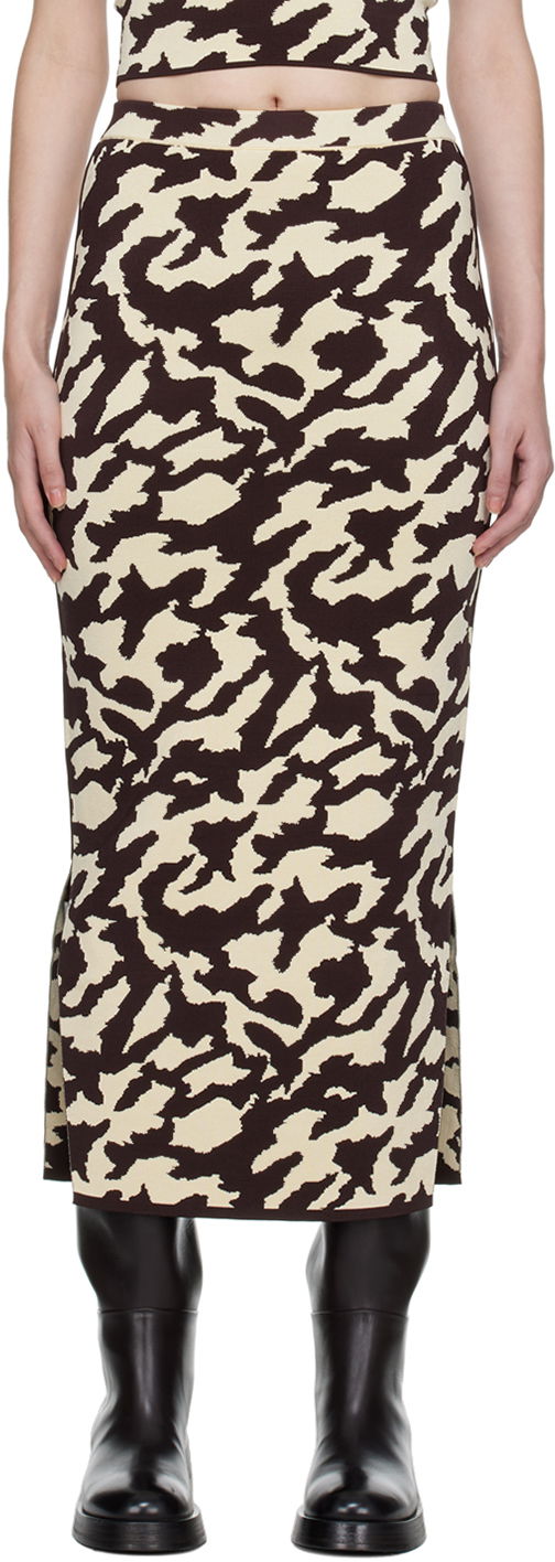 Abstract Print Midi Skirt