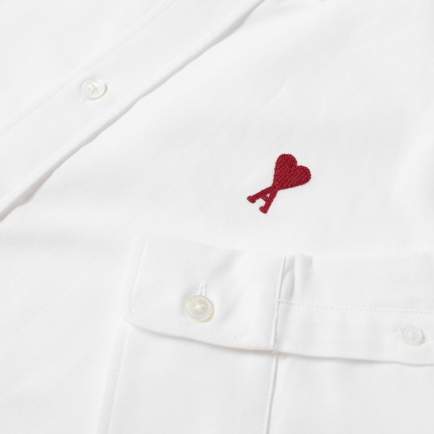 Košeľa AMI Button Down Logo Oxford Shirt Biela | BFUSH130-CO0031-168, 1