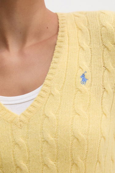 Sveter Polo by Ralph Lauren Cable Knit V-Neck Sweater Žltá | 211910422, 4