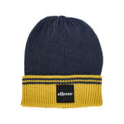 Two-Tone Ribbed Knitted Beanie with Stripes