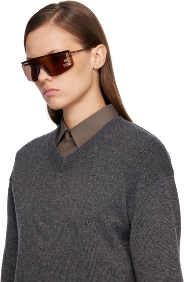 Slnečné okuliare FENDI 'FF' Squared Sunglasses Hnedá | FE40168UW0032G 192337229985, 3