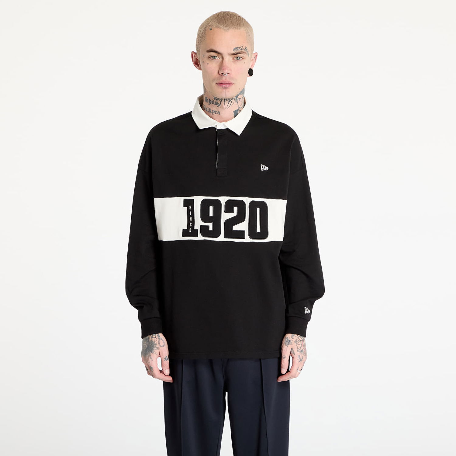 Polo tričko New Era New Era Drop Shoulder Rugby Shirt Čierna | 60596285, 0