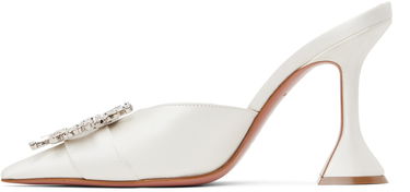 Tenisky a topánky Amina Muaddi Sculptural Heel Leather Mules Biela | BEGUM MULE CL SATIN, 2