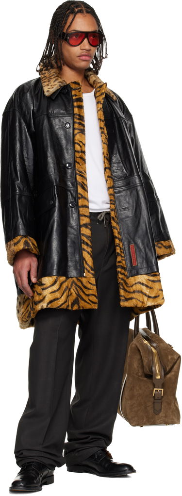 Kabáty Martine Rose Martine Rose Leopard and Tiger Print Reversible Leather Coat Čierna | 567LP18001, 4
