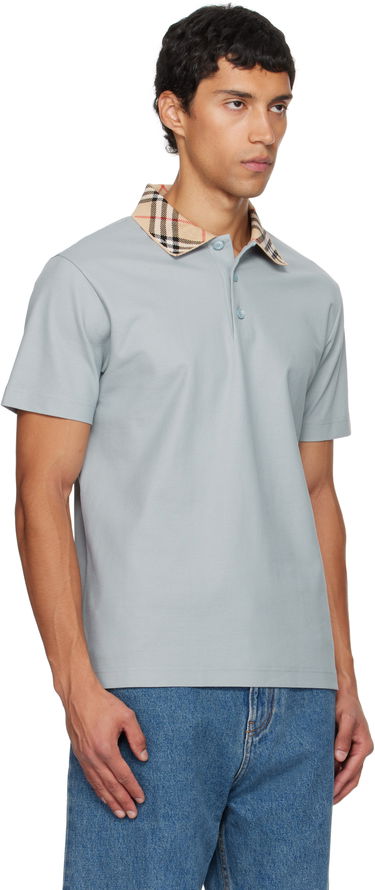 Polo tričko Burberry Burberry Check Collar Cotton Polo Modrá | 8110944, 1