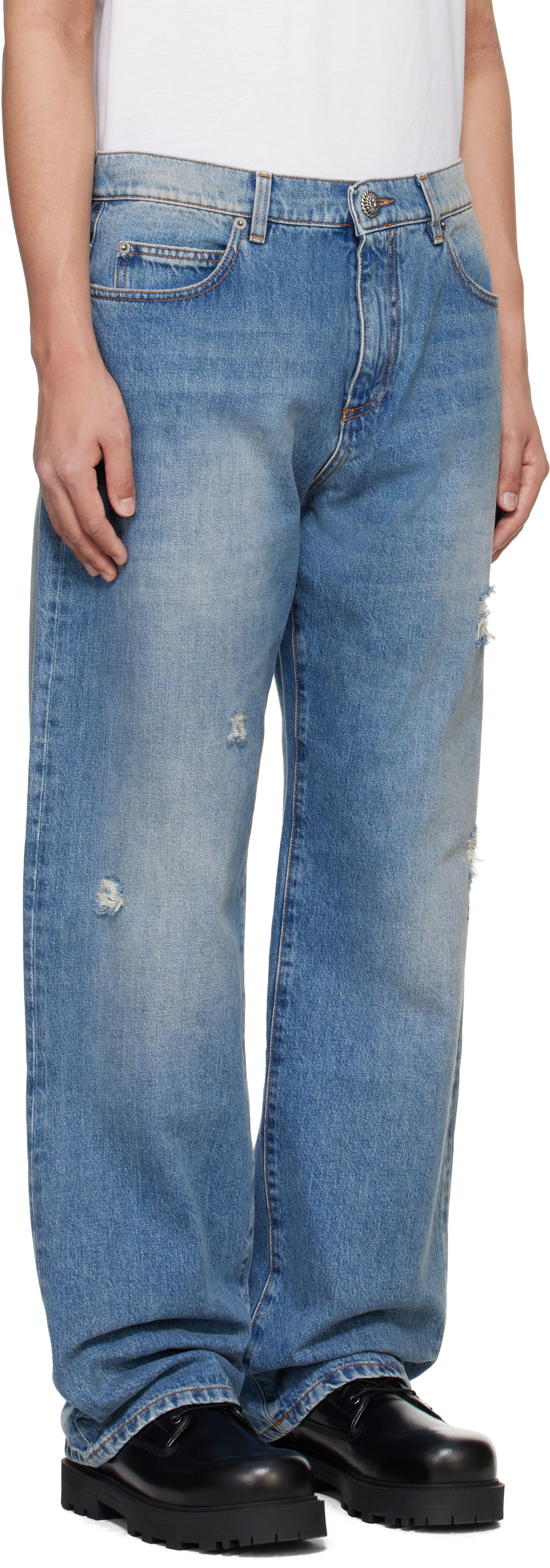 Džínsy Balmain Balmain Loose-Fit Jeans Modrá | EH1ML155DF44, 1