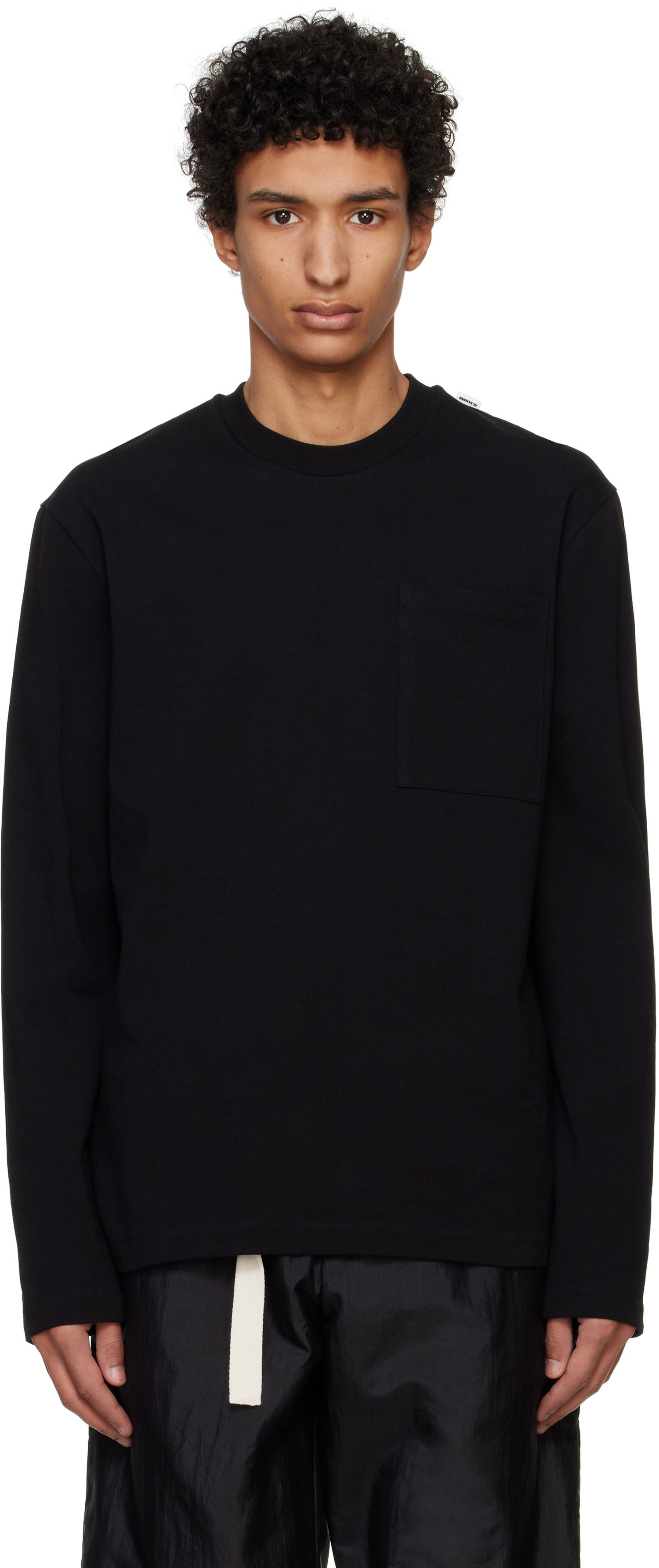 Sveter Jil Sander Jil Sander Logo Flag Pocket Long Sleeve T-Shirt Čierna | J22GC0196_J20256, 0