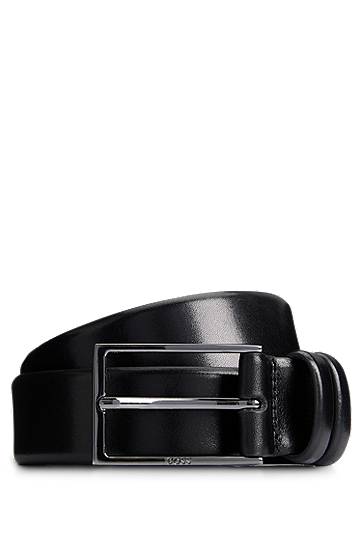 Opasok BOSS Leather Belt with Gunmetal Hardware Čierna | 50239979, 0