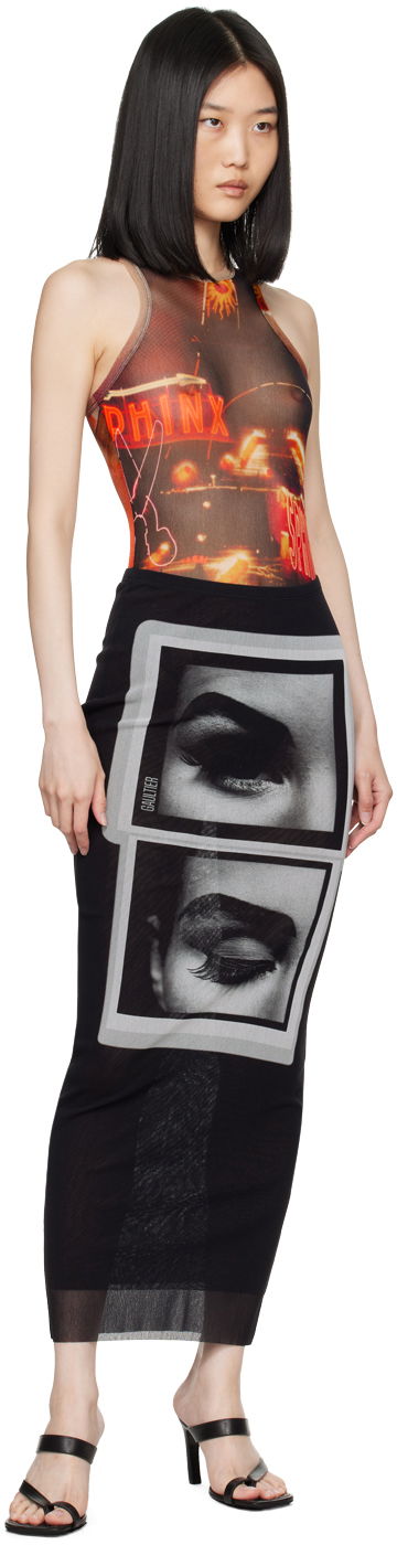Body Jean Paul Gaultier Jean Paul Gaultier 'The Pigalle' Printed Mesh Bodysuit Hnedá | 24/30-F-BD044-T552-00301550, 4