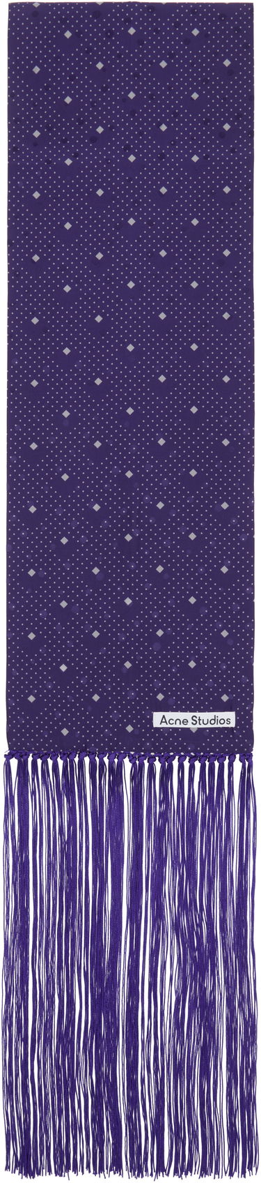 Šál Acne Studios Acne Studios Silk Scarf with Polka Dot and Diamond Pattern and Fringe Detail Fialová | CA0402-, 0