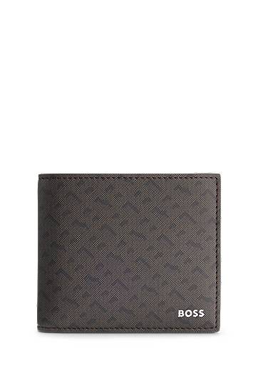 Peňaženka BOSS Monogram wallet with foil-embossed logo Šedá | 50552830