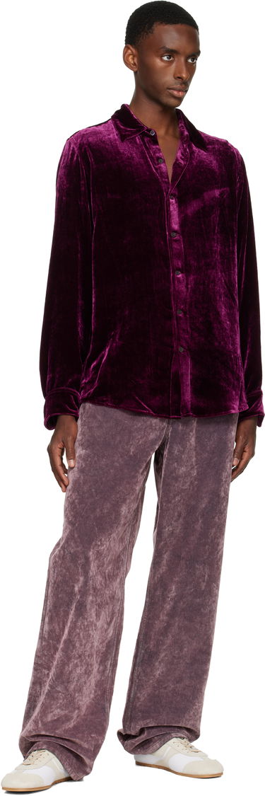 Košeľa Dries Van Noten Dries Van Noten Silk Velvet Long Sleeve Shirt Fialová | 252-020710-2282, 3