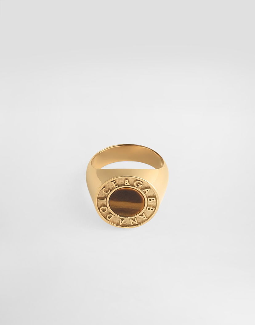 Prsteň Dolce & Gabbana Dolce & Gabbana Logo Ring with Tiger Eye Metalická | WRR5S1W1111ZOO00