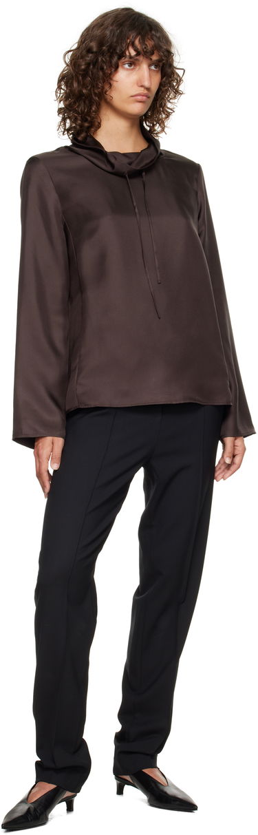 Košeľa Loulou de Saison Loulou de Saison Cyna Silk Cowl Neck Blouse Hnedá | CYNA, 3