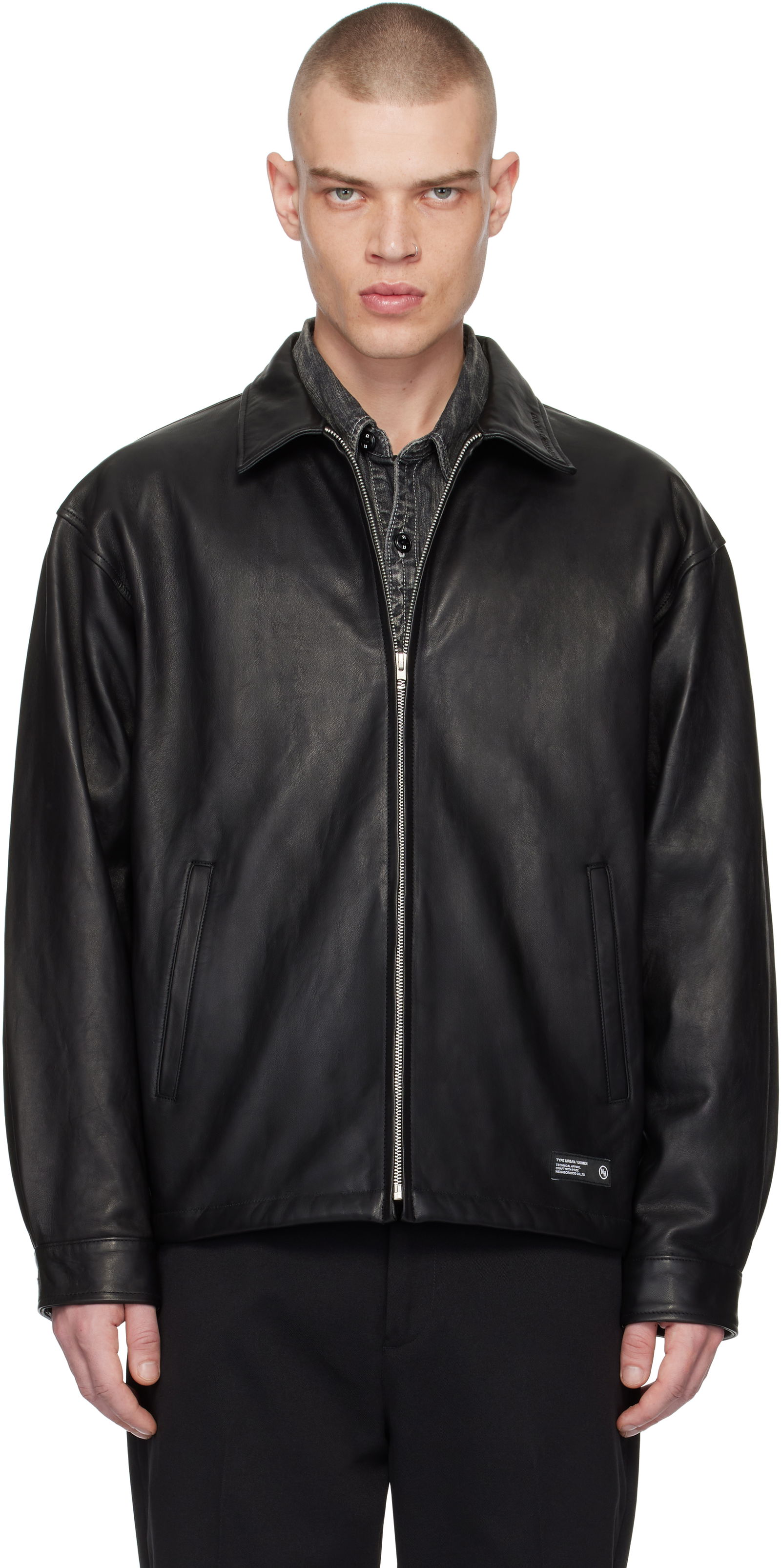 Zip Work Leather Jacket