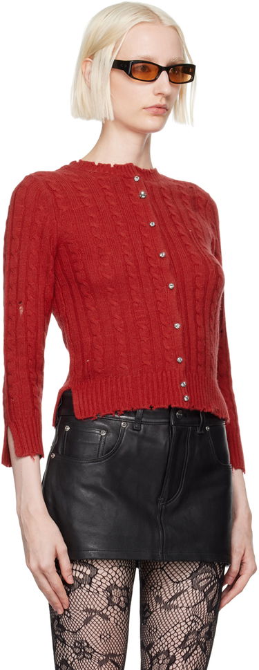 Sveter Marc Jacobs Marc Jacobs Shrunken Cashmere Cable Cardigan Červená | 2F4RTP018K18, 1
