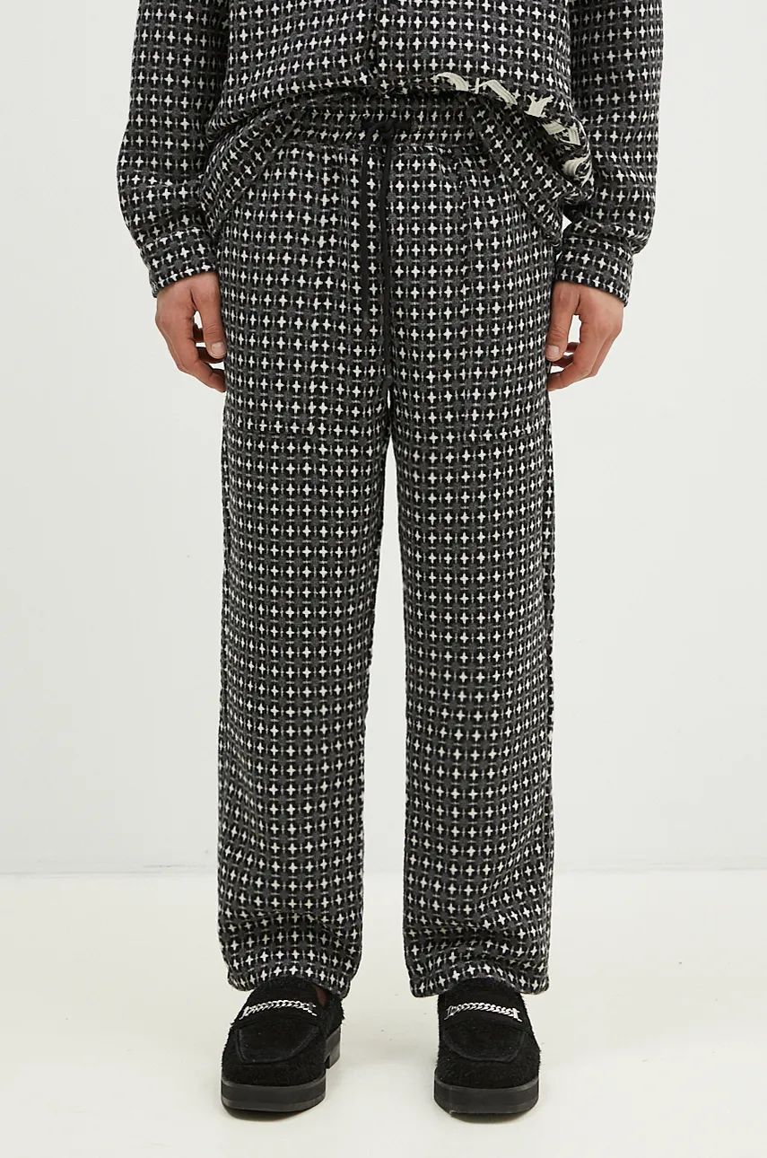 Nohavice Pleasures Cross Easy Pants Patterned Šedá | P24F035, 0