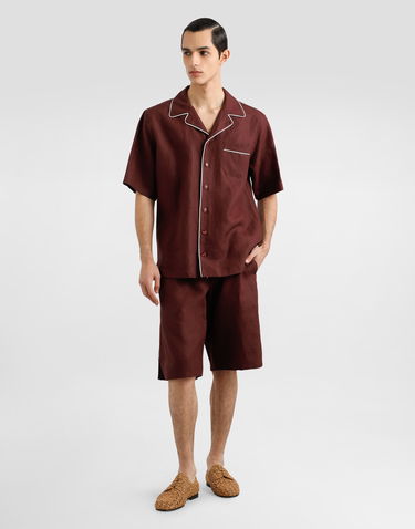 Košeľa Dolce & Gabbana Dolce & Gabbana Linen Hawaiian Shirt Vínová | G5NF5TFU4MCM5039, 1